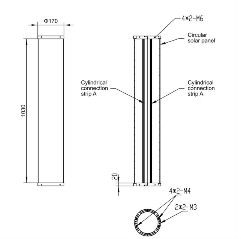 barrel shape design Solar Panel drawing