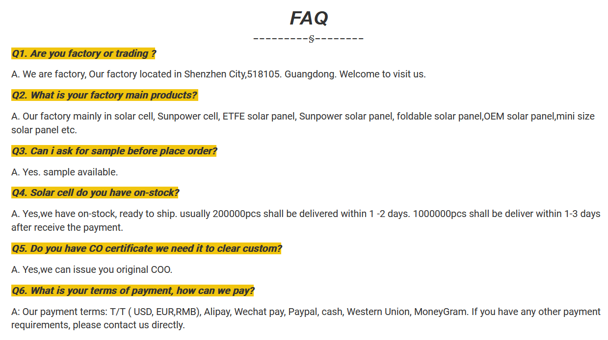 FAQ summary