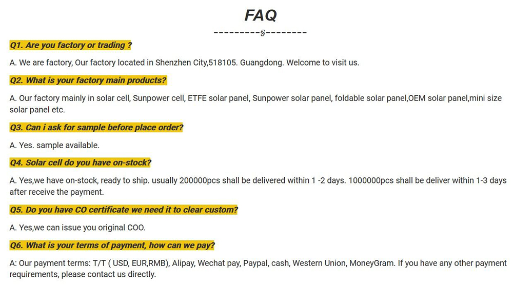 Frequently asked questions about PV panels