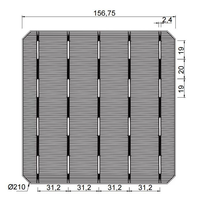 156.75mm 5BB back darwing